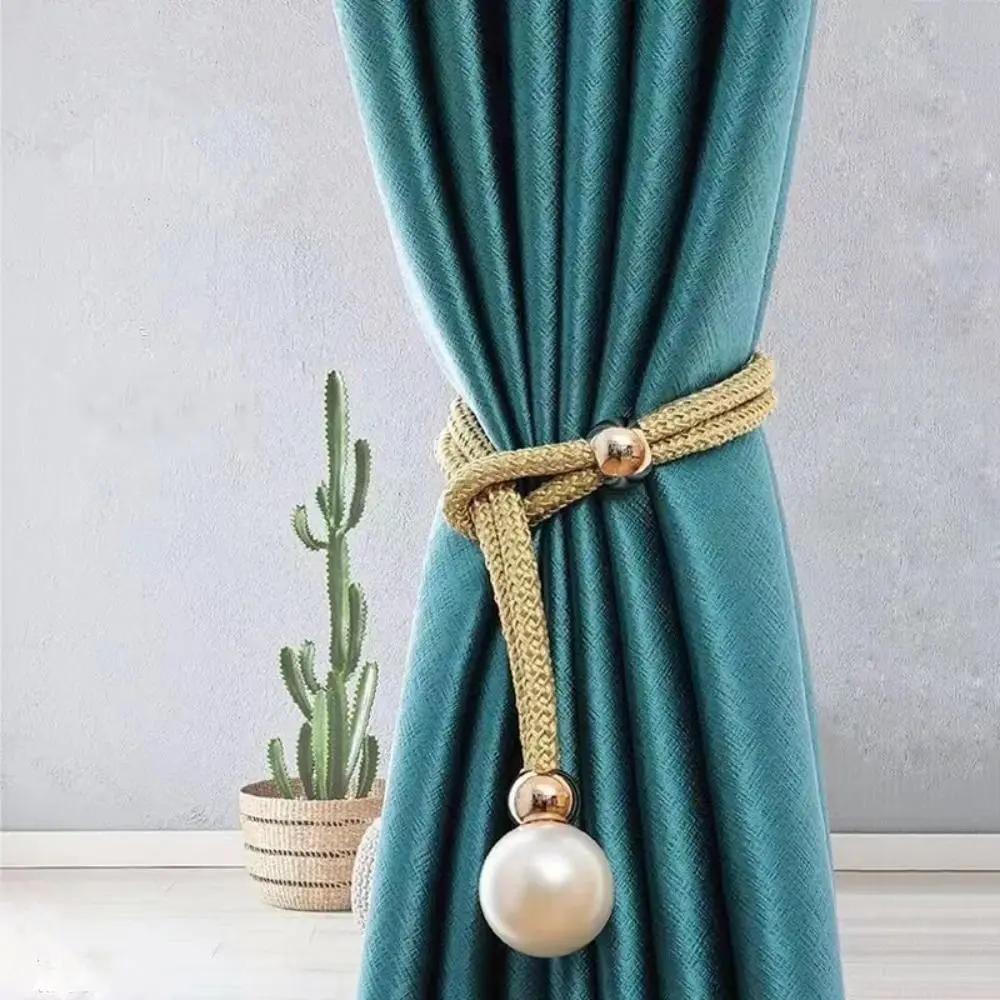 Polyester Pearl Curtain Tieback Adjustable High Quality Pearl Curtain Buckle Buckle Tie Rope Beautifully Curtains Tie Rope Home