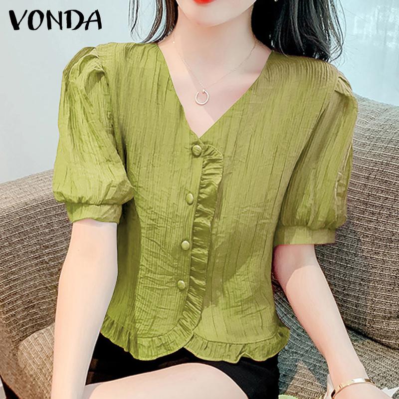 

VONDA Женские топы с V-образным вырезом и рюшами