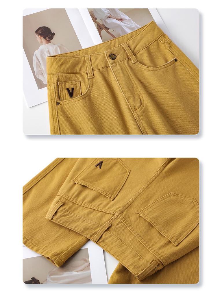 Women's 2025 Spring Off-White High-Waisted Slimming Loose-Fit Jeans