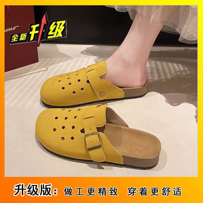 

Commuting versatile Internet celebrity bag head slippers women s outer wear spring 2025 new flat-bottomed hollow lazy half-drag sandals 40