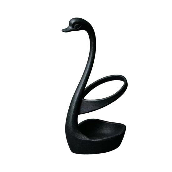 Yousheng 3D Printed Swan Toothbrush Holder, Bathroom Organizer with Hollow Water-Draining Design, Black White Dual Color, Widened Stable