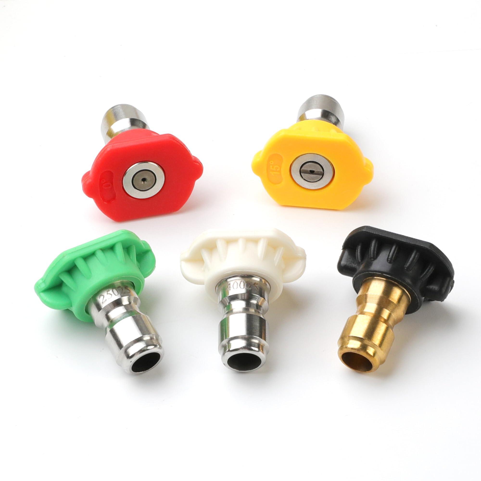 

Pressure Washer Tips Set, 1/4 Inch Quick Connect Pressure Washer Nozzle Tips, 5 Pack, 2.5 GPM, 4500 PSI