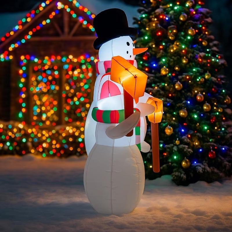 6FT/1.8M Inflatable Snowman Set of Three Holding Holiday Welcome Signs, Christmas Outdoor Yard Decor