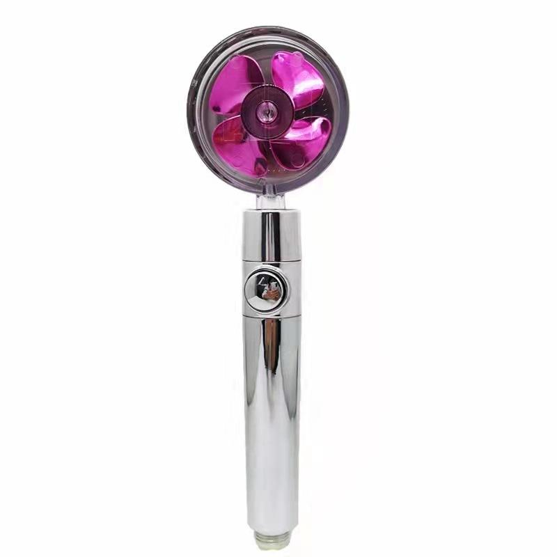 

High-Pressure Shower Head Handheld Turbo Fan 360-degree Spinning Water Saving Hydro Jet Shower Head with Filter Purple
