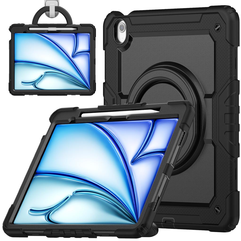 For iPad Air 13 (2025)/(2024) Case PC+Silicone Tablet Cover with Kickstand,Strap