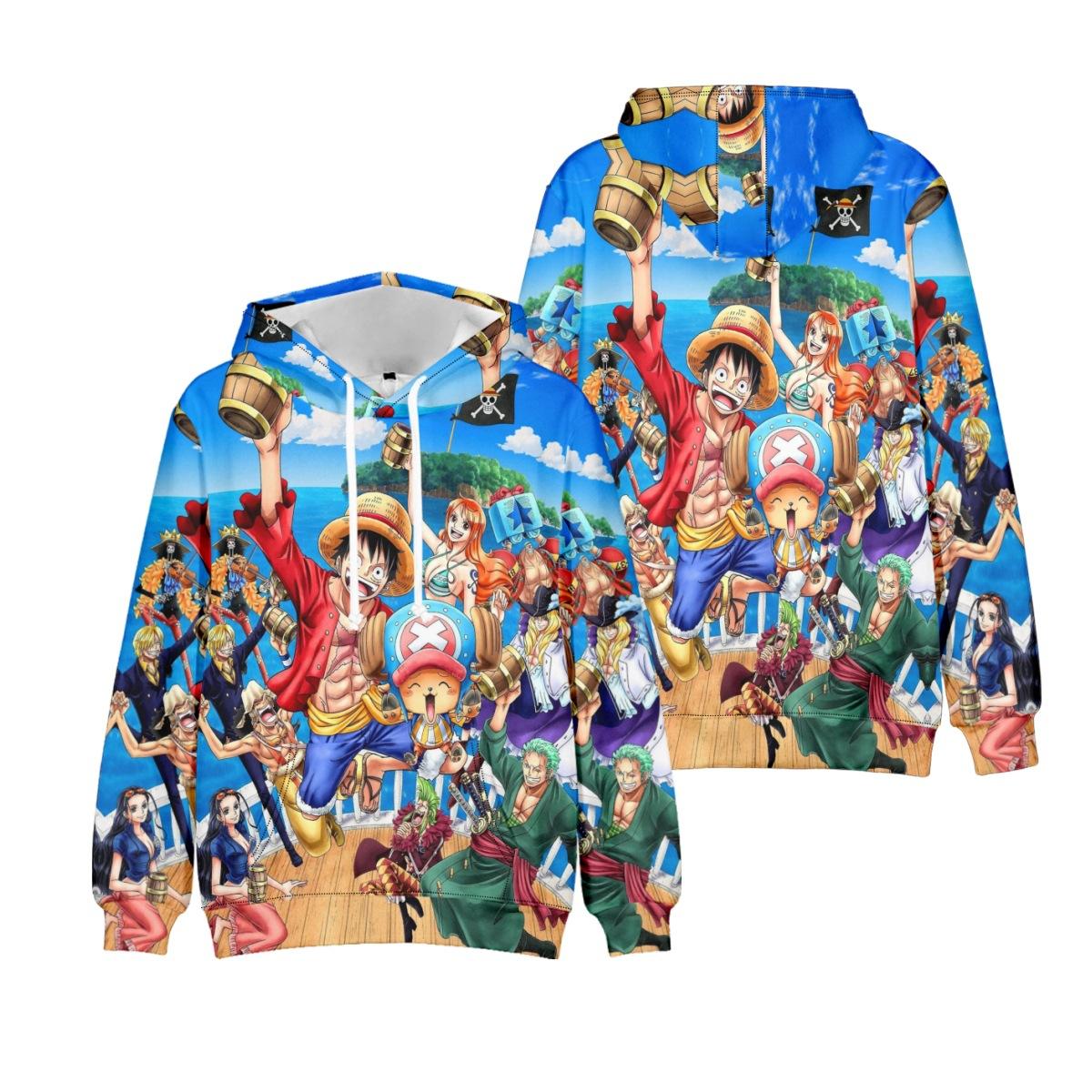 

Чоловіча жіноча толстовка ONE PIECE Graphic Hoodies Monkey D. Повсякденні пуловери з принтом і капюшоном Luffy Streetwear Harajuku M синій