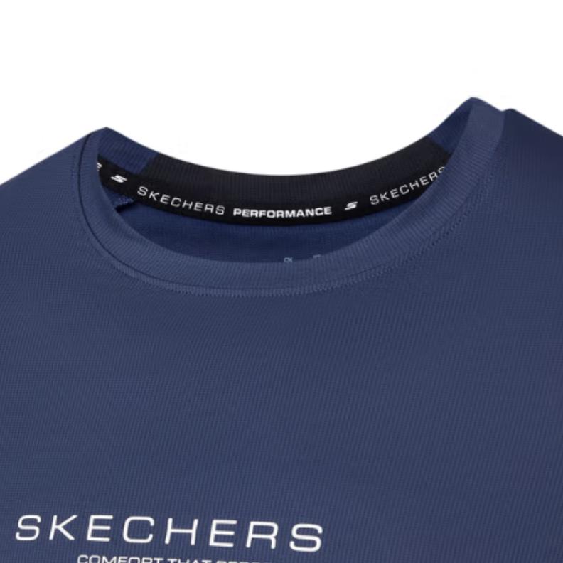 Skechers Performance Elastic Moisture-Wicking Quick-Dry Cool Short Sleeve T-Shirt Men tops Navy-Academy-Blue P225M170-02MZ