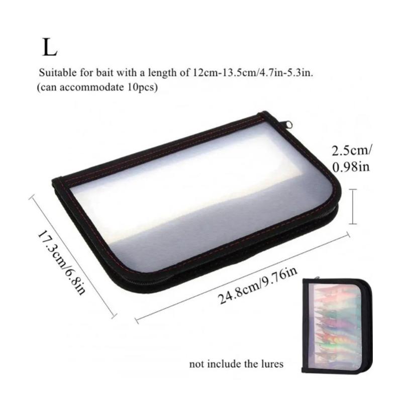 Plastic Transparent Visual Squid Jig Lure Hooks Storage Case With Two Way Zipper Fishing Lures Bag For Storing Squid Hooks Lure