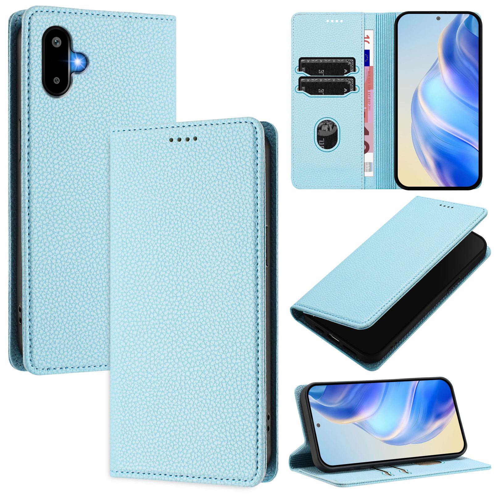 

For Samsung Galaxy M06 5G/Galaxy F06 5G Wallet Case RFID Blocking Litchi Texture Leather Mobile Cover Baby Blue