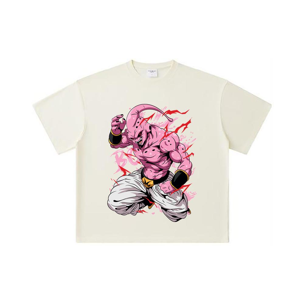 

260 GSM Double Yarn 32 Count 100% Cotton Dragon Ball V13 Majin Buu Print Unisex Heavy Cotton T Shirt S абрикосовый