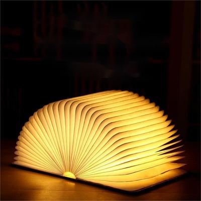 Dřevěná LED lampa na knihy Dětská lampička na čtení USB noční stolní lampa do ložnice 3 barvy Art Decor Noční světlo pro děti Dárek k narozeninám