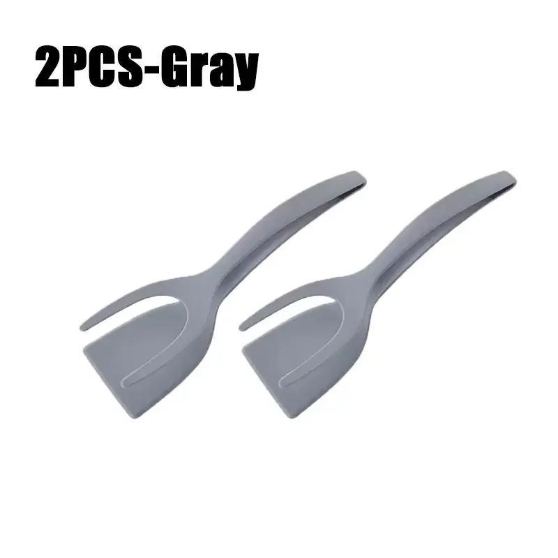 2 in 1 Nylon Grip Flip Tongs Egg Spatula Tongs Steak Spatula Tongs Clamp Pancake Fried Turners Kitchen Accessories