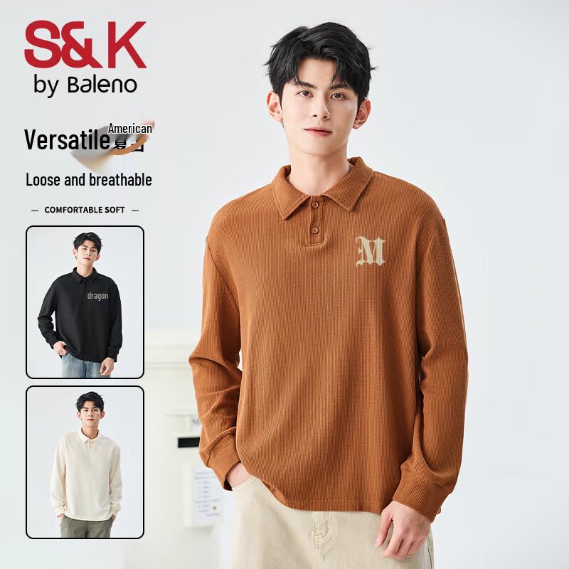 Baleno Men s S&K Waffle Knit Long-Sleeve Polo Shirt M