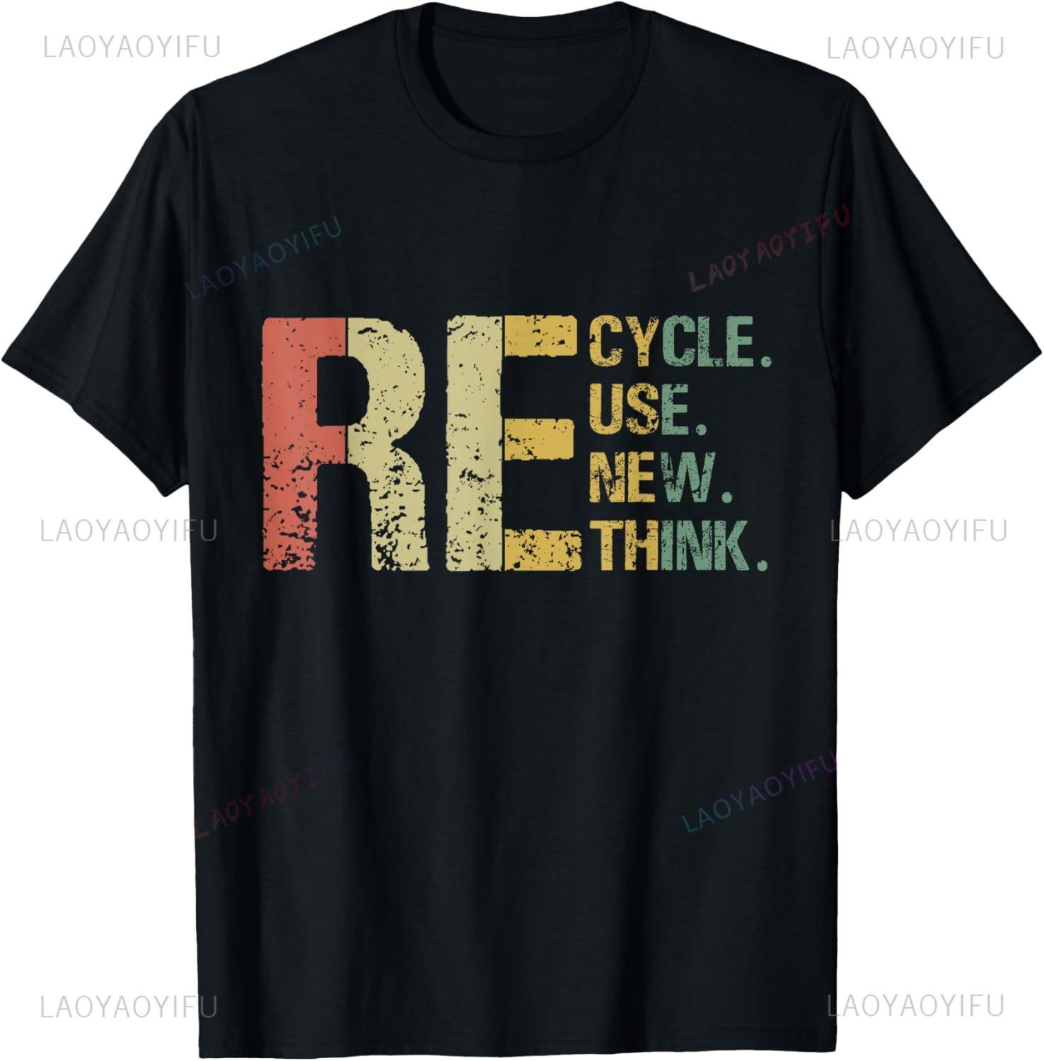 Recycle Reuse Renew Rethink Earth Day EnvironUnisextal Activism TShirt Personalized Clothing Graphic Tee Camiseta Hombre S