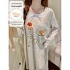 Spring & Autumn Maternity Slimming Long Sleeve Round Neck Princess Nightdress with Breast Pads, Wearable Outdoors