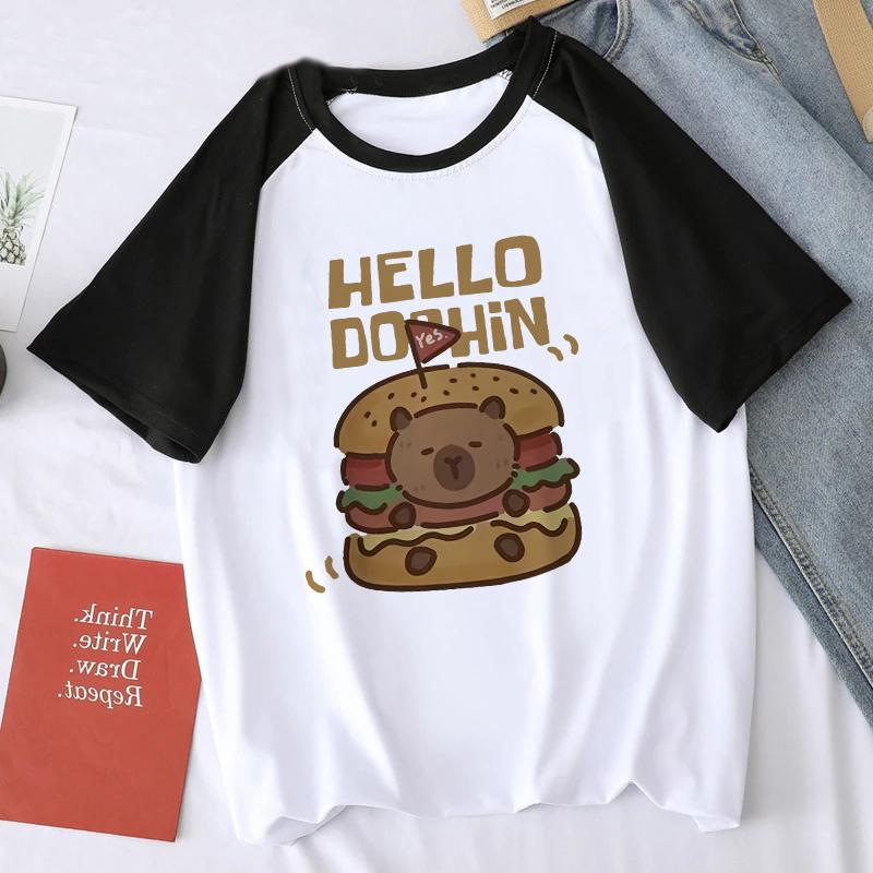 

Cute Design Capybara Tshirt Women Girl T-Shirt Capibara Cartoons Clothes Capybaras T Shirt Casual Top Clothes 160