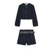 round Neck Golden Button Short Suit Outwear 8372280 High Waist with Belt Casual Shorts 8372180