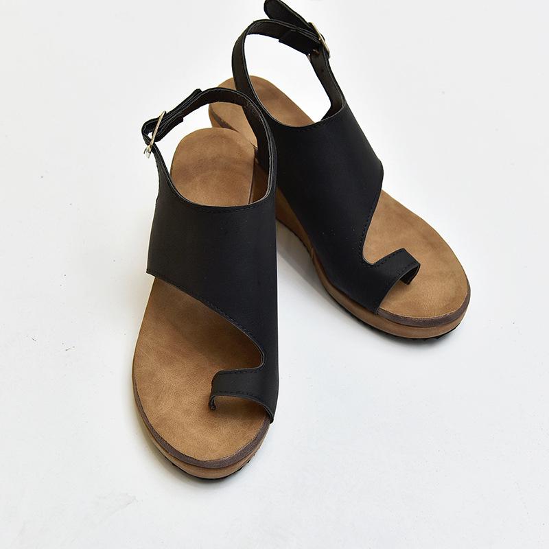 2021 Plus Size Leopard Print Wedge Thong Sandals for Women 37