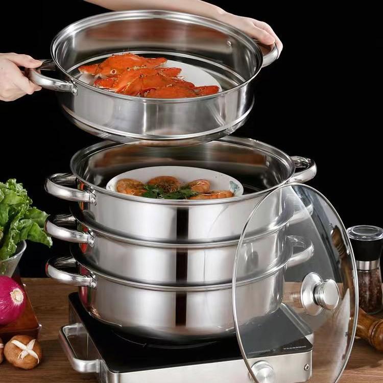 

Утолщенная многоярусная пароварка из нержавеющей стали для домашнего использования 28cm 2-layer (1 pot, 1 tier)