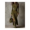 Elegant Sweater Dress With Zipper Collar For Casual Autumn Wear