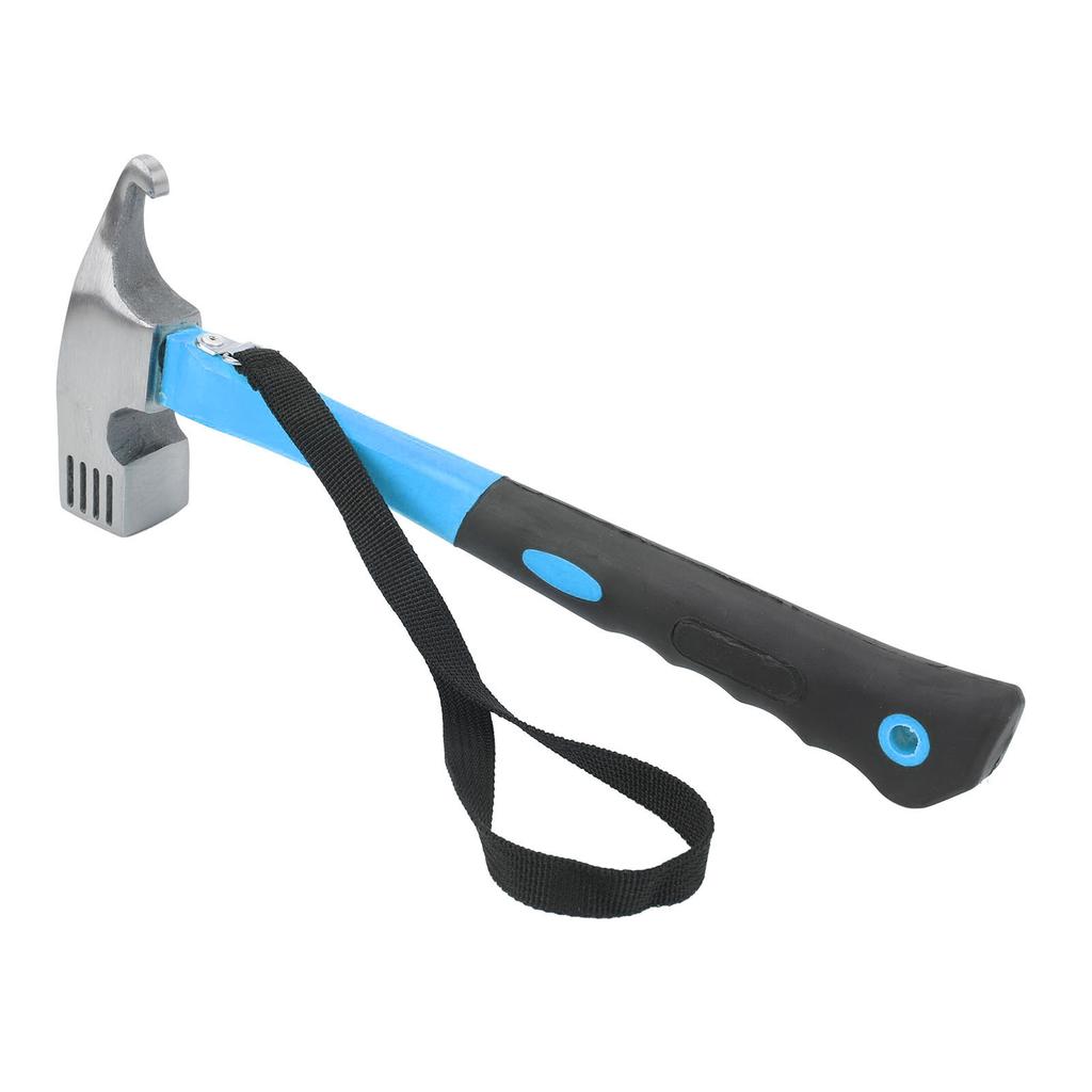 Claw Hammer ABS Rubber Iron Multifunctional Nailing Hammer with Hawkbill Curved Hook for Outdoor Camping Hiking Blue