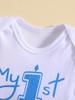 Cute Letter Pattern T-shirt Printed Clothes Boutique Baby Bodysuit One Piece Unisex Short Sleeve Suitable for Boys and Girls Baby
