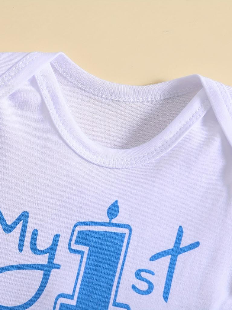 Cute Letter Pattern T-shirt Printed Clothes Boutique Baby Bodysuit One Piece Unisex Short Sleeve Suitable for Boys and Girls Baby