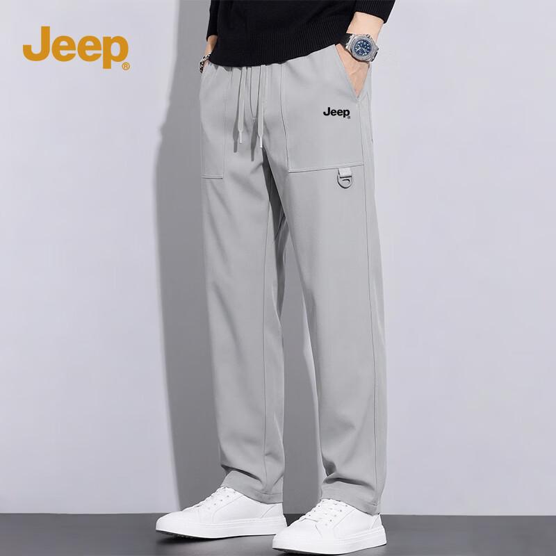 JEEP Men s Loose Straight-Leg Drawstring Casual Pants 2XL