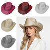 Glitzernder Western-Cowboyhut, Zwei-Stile Tropfenform / Einzelne obere Krone Cowgirlhut, Abnehmbares Hutband, Party-Kostümhut für Herren Damen Einheitsgröße 56–58 cm