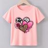 Love Heart Print T-shirts for Girls Summer Children Casual Fashion Funny Cute Colorful Comfortable Tops O-Neck Short Sleeve Tees