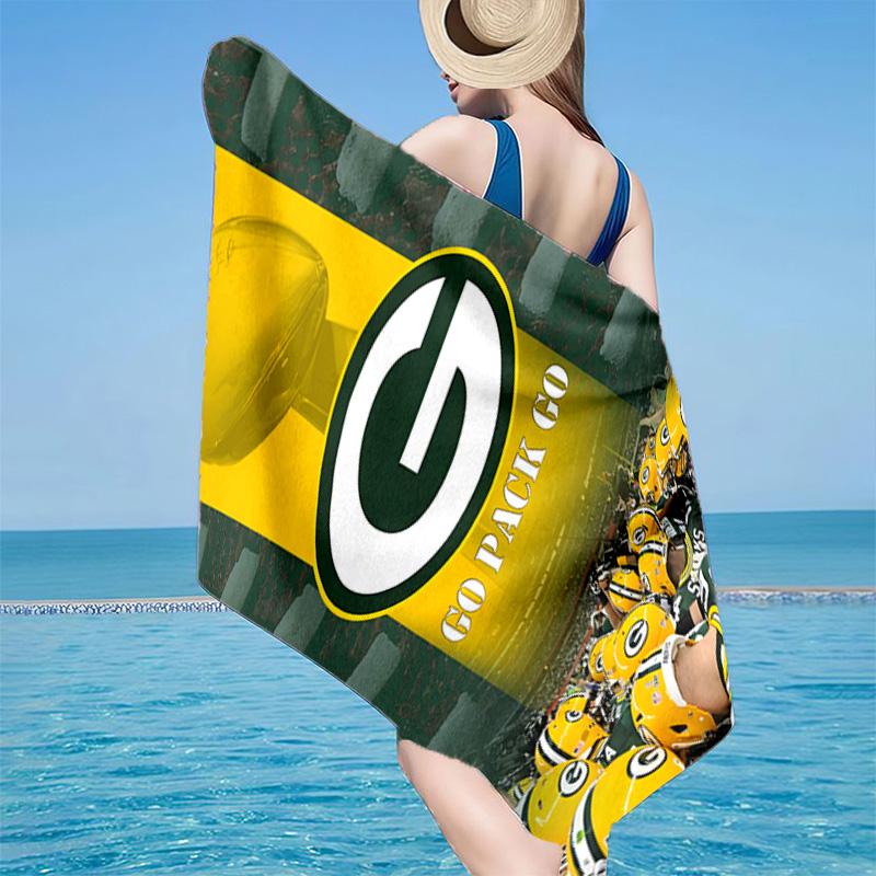 Green Bay Packers Logo Microfiber Beach Towel, Lightweight And Quick-Dry, for Summer Travel, Beach Essential, Swimming Pool