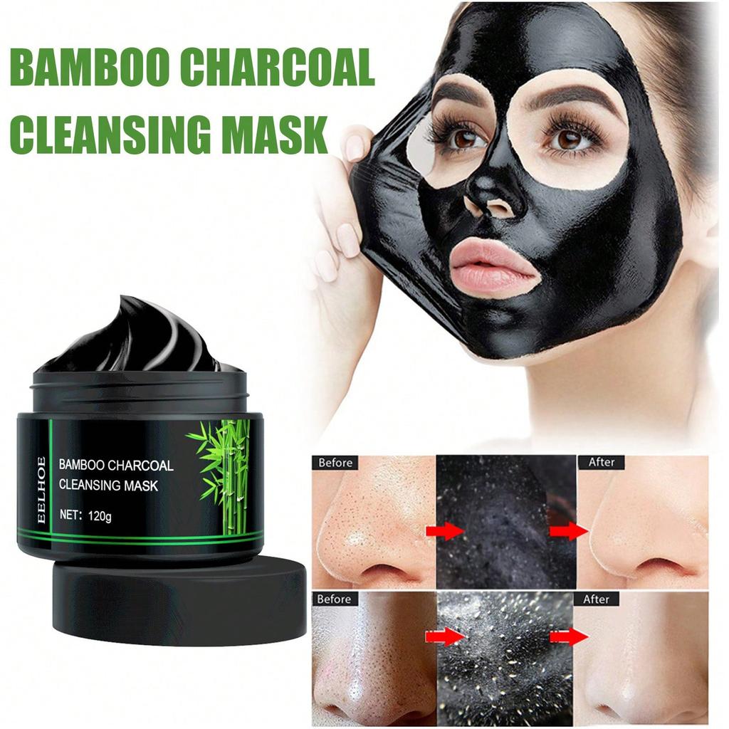 1Pc Bamboo Charcoal Blackhead Remover Peel-Off Mask - Pore Cleansing Mud Mask, Removes Blackheads An