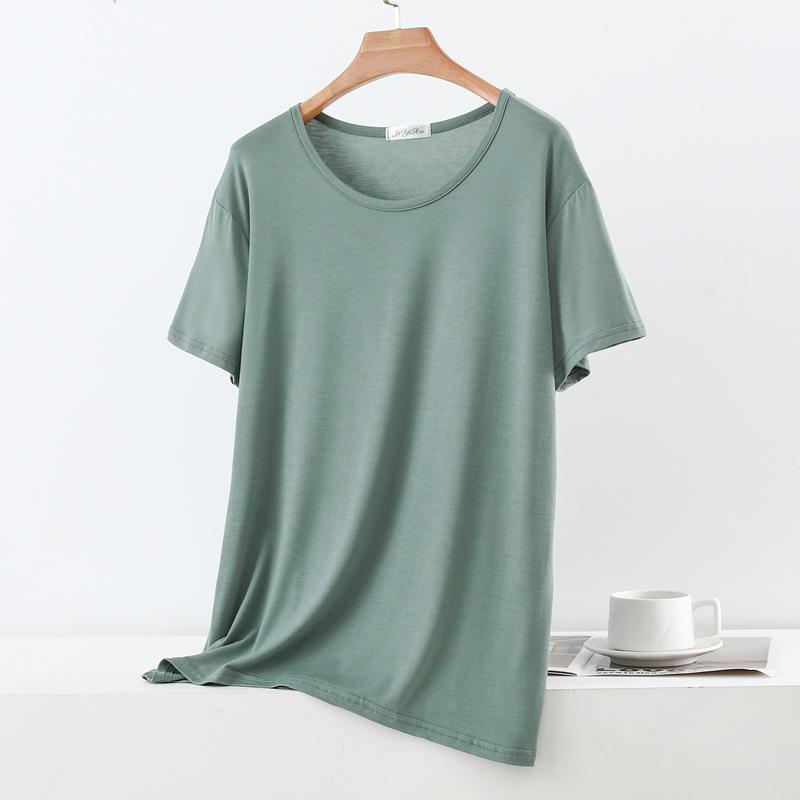Damen Übergröße Modal Lockeres Kurzarm-T-Shirt