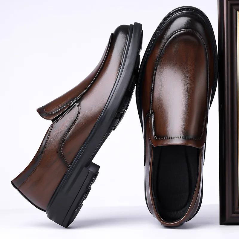 Fashion Men's solid color PVC leather shoes, business shoes, formal shoes, anti slip, soft and not easily deformed 2025