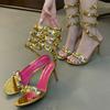 Fashion Luxury Crystal Footwear Pumps Women Thin Heels Shoes New In 2025 Female Peep Toe Fashion Rhinestones Ladies High Heels Shoes