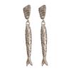 Retro Fish Mismatched Earrings Stainless Steel Texture Elegant Ear Jewelry Perfect for Daily Wear and Special Occasions