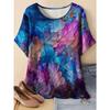 Flower Short Sleeve Fashion Women's Crew Neck Short Sleeve 3D Color Printing Crew Neck T-Shirt