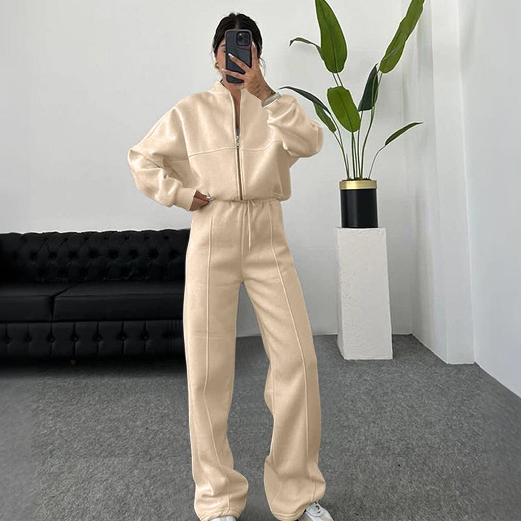 Women's Fashion Street Long,Sleeved Jacket And Pants Two,Piece Set