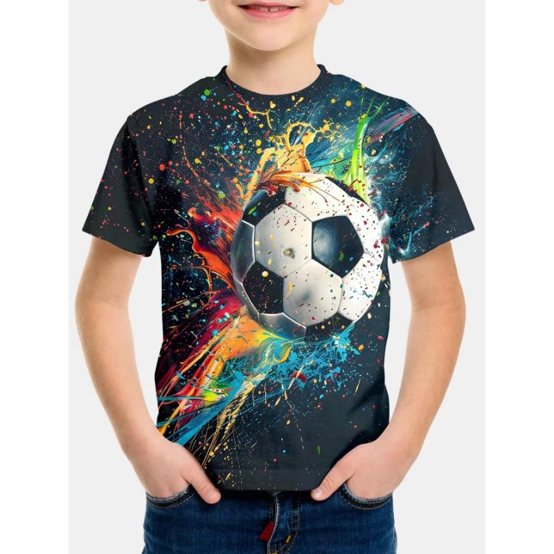 Cool Football T-Shirt Children's T-Shirt Boy Outdoor Baby Summer Clothes Short Sleeve 3D Soccer Print Clothes for Girls T-Shirt