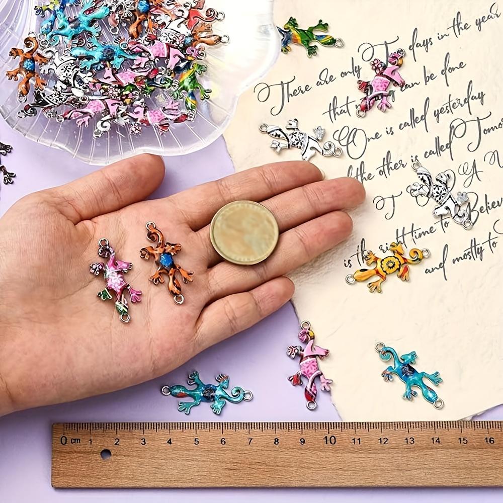 5/10/20 szt. Kreatywny wisiorek z serii zwierzęcej Kolory Kształt gekona jaszczurki Wisiorek z podwójnym kółkiem DIY Bransoletka Naszyjnik Kolczyki Breloczek