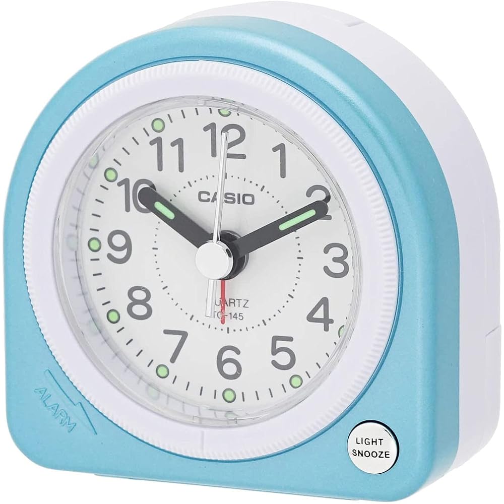 CASIO Analog Travel Clock with Snooze and Light, Blue, TQ-145-2JF