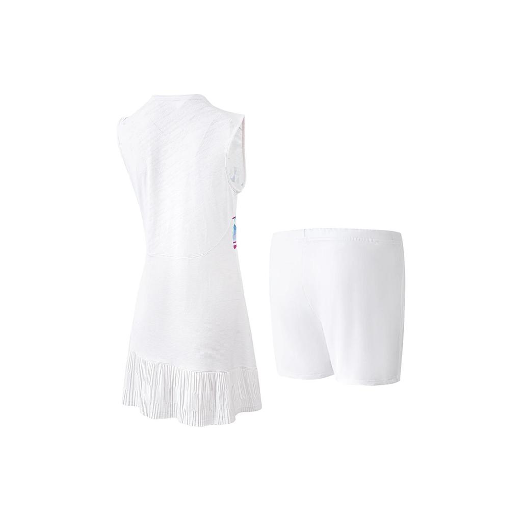 Li Ning Badminton Series Spliced Quick-Dry Cool Antibacterial Slim Fit Dress Set Women Dress Set Standard-White ASKU114-2