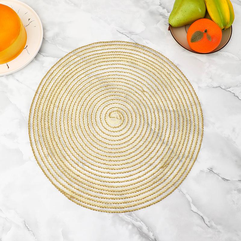 Modern Minimalist Mesh Placemat European Round PET Woven Coffee Dining Table Decoration Mat Plate and Bowl Mat Fruit Platter Pad