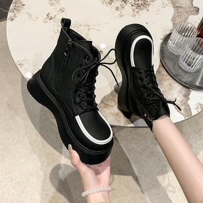 Plateau Martin Stiefel Damen Britischer Stil dünne Stiefel 2025 neu Frühling und Herbst Fried Street Big Head Frühfrühling Lokomotiv Kurzstiefel