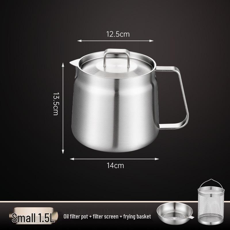 Stainless Steel 304 Oil Filter Pot for Kitchen - Frying Pot with Separate Oil and Dregs Storage.