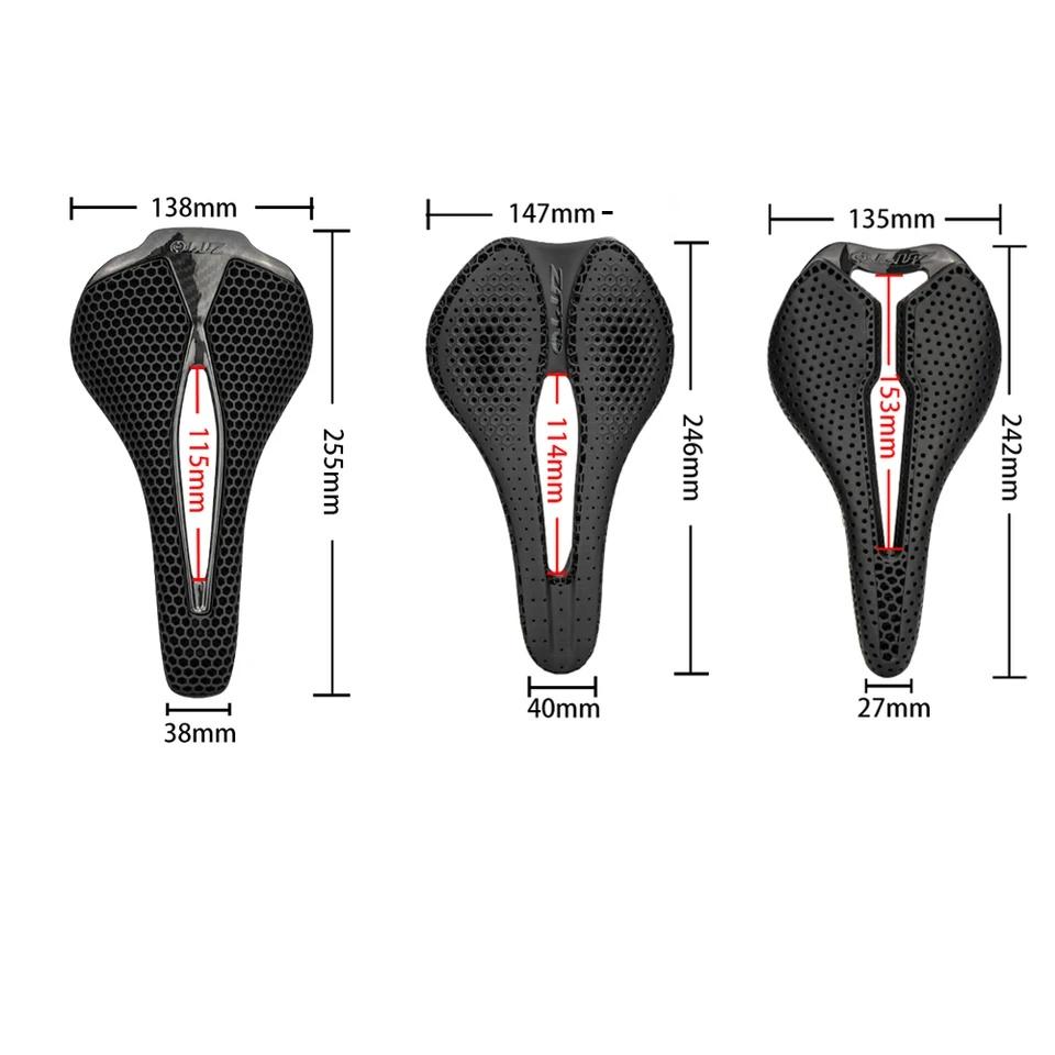 ZTTO 3D Printed Carbon Fiber Bicycle Saddle SuperLight Hollow Rail MTB Gravel Road Seat with Comfortable Breathable Cushion