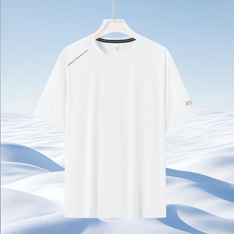 

Мужская футболка с коротким рукавом из тонкого спортивного быстросохнущего ледяного шелка, модная мужская футболка с круглым вырезом больших размеров в стиле кэжуал 8XL белый