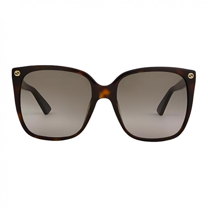 GUCCI Logo Logo Irregular Sunglasses Women's Tortoiseshell