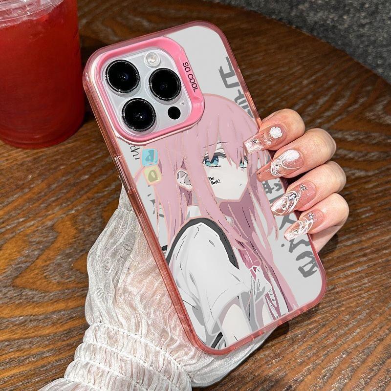 Cute Anime Bocchi The Rock Casing For Iphone 17 16e 16 15 14 13 12 11 Pro Max Plus 17 Air Armor Cartoon Plating Pink Phone Case