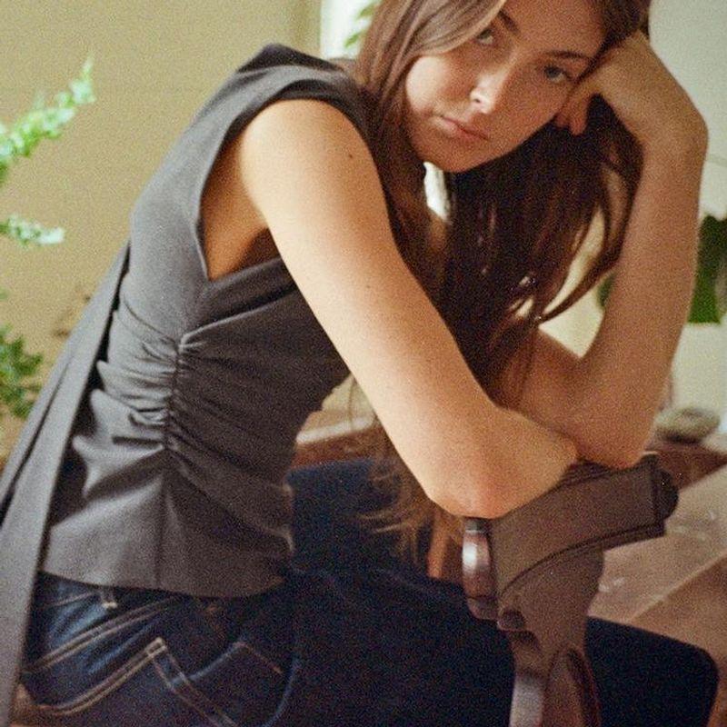 Za Export New Arrival Women's Clothing ZR Fashion Style French Fashion All-Match Strap Padded Shoulder Sleeveless Tops 8828238